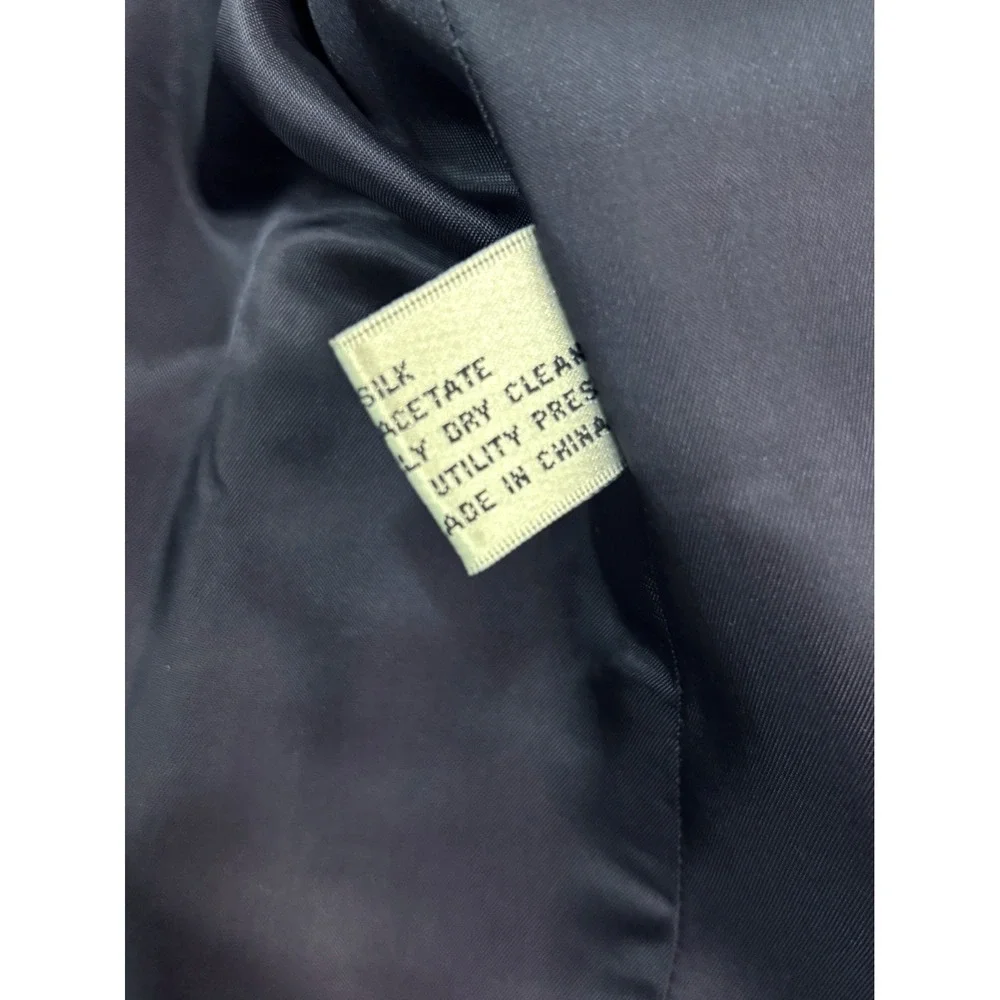 vtg NEW Haggar 42L Gray Blue‎ Houndstooth 100% Silk Blazer Jacket Sport Coat